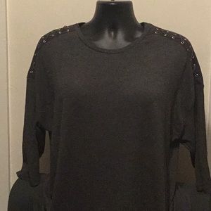 Gray Top with Accent Sleeves